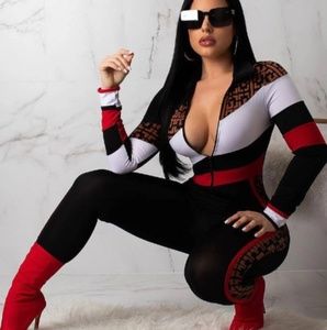 Casual Contrast Fitted Jumpsuit